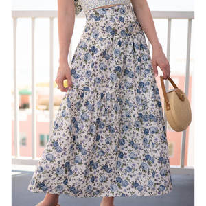 Jupe longue décontractée en coton personnalisée pour femme, style basique, respirante, légère, taille naturelle, motif uni, haute qualité - Product Image 3