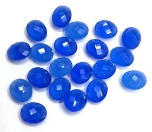 Piedras Preciosas Sueltas de Calcedonia Azul Natural, Corte Ovalado de 3x5mm a 10x12mm para Joyería, Hechas en India por Kiran & Sons Gems Co - Product Image 1