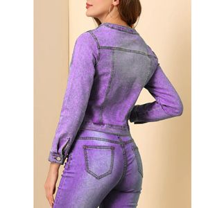 Chaqueta vaquera transpirable para mujer, cuello de solapa Bressel individual, manga larga, cierre de cremallera, patrón lavado, Invierno para todas las estaciones - Product Image 4