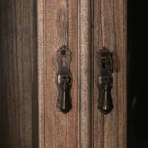 Aparador de Cocina Rústico Ecológico de Madera Maciza de Caoba, con Puertas de Vidrio, Estantes, Hecho a Mano, Estilo Antiguo, para Almacenamiento y Exhibición - Product Image 4