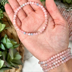 Pulsera de morganita de 4mm-Pulsera de berilo con morganita, aguamarina, helidor - Product Image 1