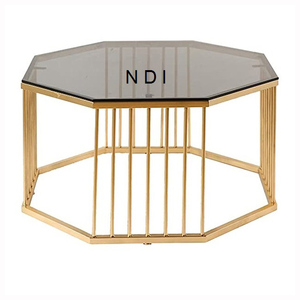 Table basse de finition plaquée or de forme hexagonale Table centrale de bonne qualité pour une qualité durable pour les accessoires de meubles - Product Image 1