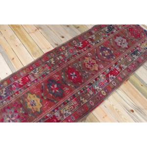 Tapis vintage, tapis d'appoint 2,9x7,2 pieds, tapis turc en laine géométrique rose - Product Image 2
