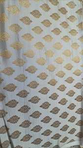 Custom Made White and Gold Woven Brocade Silk <b>Fabrics</b> Ideal for Dress Designers and Fashion Designers in Abstract Motif Design. - Product Image 3