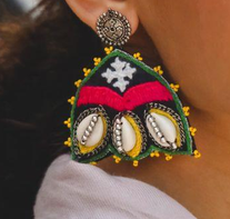 Hermosos pendientes de estilo bordado premium con diseño de hoja de pavo real, joyería festiva para mujer al mejor precio, pendientes con cuentas. - Product Image 6