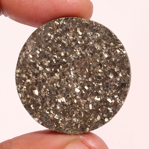 Excellente qualité supérieure pyrite naturelle Druzy forme ronde Cabochon pierre précieuse en vrac pour la fabrication de bijoux 110.45 Ct 32X6 MM bijoux fantaisie - Product Image 3