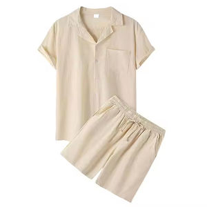 2025 Conjunto de camiseta informal para hombre, ropa de verano para hombre, conjunto de pantalones cortos hechos de algodón, Conjunto de camiseta y pantalones cortos para hombre, OEM personalizado - Product Image 4