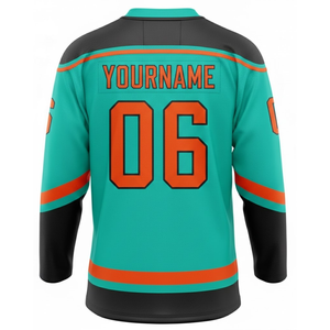 Maillot de hockey en maille personnalisable avec nom et couleur illimités, vêtement d'équipe nationale respirant, imprimé par transfert thermique, 100 % polyester, pour le hockey sur glace - Product Image 6