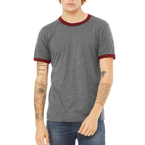 Camisetas Ringer de manga corta con cuello redondo para hombre, camisetas informales ajustadas básicas con timbre, camisetas 1X1 Sueded Baby Rib Collar Ringer - Product Image 6