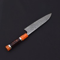 Premium koolstofstalen koksmes, scherp als een scheermes, handgemaakt, professioneel, voor thuisgebruik, ergonomische hars handvat, Damascus stalen lemmet