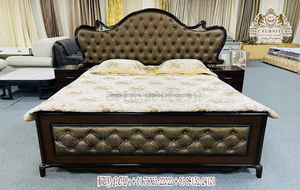 Cama tallada pesada tamaño King de lujo con mesita de noche Muebles de dormitorio tamaño King de plata de lujo Comprar dormitorio tallado pesado de madera de teca - Product Image 6