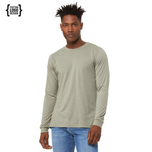 Gris moda algodón manga larga hombres cuello personalizado camiseta hombres manga larga superventas desgaste manga larga Camisetas - Product Image 1
