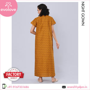 100% algodón hecho señoras ropa de noche para mujer ropa de dormir tejido largo vestido de noche del mejor fabricante del mundo - Product Image 6