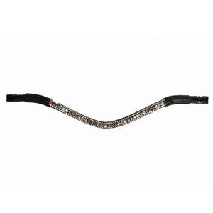 Excellente qualité 3 rangées de cristaux multicolores strass chaîne diamante forme incurvée profonde cuir cheval front bande pour bride - Product Image 3