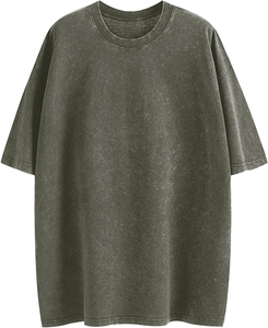 T-shirts pour hommes à manches courtes anti-rides vintage lavés à l'acide coloré 100% coton blanc col rond t-shirts vierges recherchent des hommes - Product Image 3