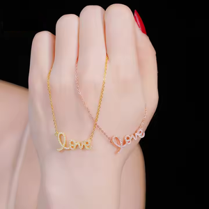 Collar con Colgante de Moissanita con Corte Brillante, Diseño de Carta de Amor Romántica, Cadena de Plata de Ley 925, Brillante, Personalizable - Product Image 2