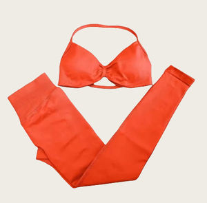 Ensemble 2 pièces soutien-gorge et leggings de yoga pour femme, idéal pour le Pilates et l'entraînement de yoga, uni, respirant, sans couture, taille haute à l'avant - Product Image 4