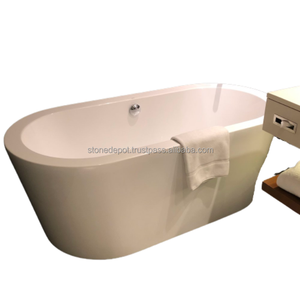 Bañera de Lujo Moderna de Resina Terrazo Independiente con Desagüe y Reposabrazos, Tamaño Personalizado para Hotel o Villa - Product Image 2