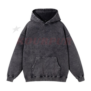 Sudadera con capucha personalizada Trabajo de otoño e invierno 330 GSM Ropa mezclada de algodón lavado con ácido Sudadera con capucha Abrigo Estampado Sudadera con capucha de manga larga - Product Image 1