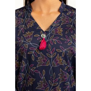 Costume imprimé 3 pièces pour femmes Navy, collection élégante Lawn - Product Image 5