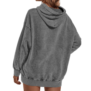 Sweat à capuche vintage unisexe 100% coton surdimensionné Sweat-shirt femme délavé à l'acide respirant durable hiver Logo personnalisé OEM chaud - Product Image 5