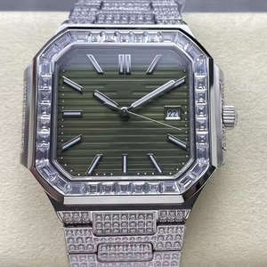 Montre mécanique de luxe en cristal, haute qualité, diamants de laboratoire en forme de T, acier inoxydable, analogique, tourbillon de 5 mm, édition limitée - Product Image 1