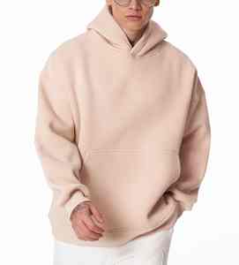 custom <b>Men's</b> Oversized Basic <b>Beige</b> <b>Hoodie</b> 100% Cotton Urban Streetwear Premium Quality OEM <b>hoodie</b> - Product Image 1