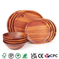 Vaisselle en bois d'acacia, vaisselle de table, écologique, assiettes et bols en bois pour la cuisine et les restaurants