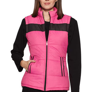 Custom Made <b>Women's</b> Waterproof Breathable Eco-Friendly Puffer <b>Vest</b> Pink Zipper Closure Stand Collar Slim Fit Outdoor Adult - Product Image 1