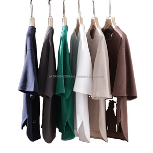 T-shirt blanc large de haute qualité en coton épais t-shirt surdimensionné noir blanc t-shirt pour hommes - Product Image 1