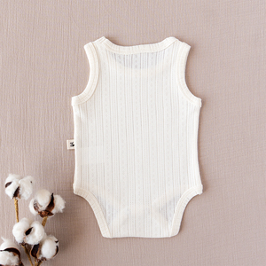 Camiseta sin Mangas Unisex Blanca de Algodón con Cuello Redondo, Transpirable, Conjunto de Ropa de Verano para Bebés de 0 a 3 Meses - Product Image 2