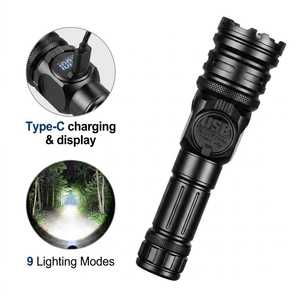 Linterna Táctica LED de Alta Potencia de 20W con Luz Lateral COB, Recargable Tipo-C, con Zoom, Pantalla LCD y Base Magnética - Product Image 1
