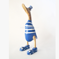 Décoration de canard en racine de bambou bleu foncé, artisanale, écologique, durable, style Art Déco, canard en bois rayé, décoration de luxe pour la maison, cadeaux