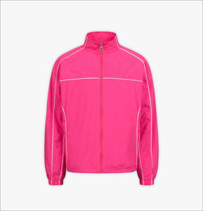 Dernière arrivée 100% Nylon coupe-vent deux pièces ensemble rose couleur passepoil réfléchissant travail sérigraphie col montant hommes survêtements - Product Image 6