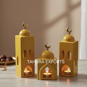 Photophore décoratif Ramadan en céramique pour accueillir les réunions de famille et l'éclairage de fête doux et élégant - Product Image 1