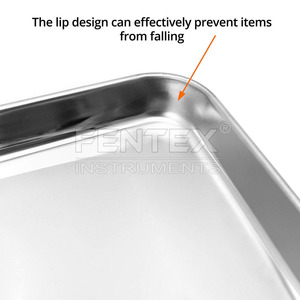 Bandeja de almacenamiento plana de instrumentos con marcado CE certificado ISO13485 de acero inoxidable 304 para uso quirúrgico y general hospitalario - Product Image 3