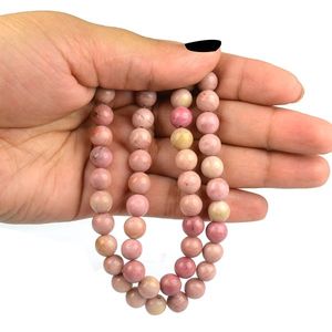 Perles rondes en rhodochrosite naturelle de 6 mm (45-50 pièces) pour la fabrication de bijoux, bracelets et malas - Équilibre émotionnel et créativité (vert) - Product Image 2