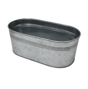 เหล็กสำหรับตกแต่งสวนรูปวงรีกระถางต้นไม้สีเทาสลักลายขนาดกลางสำหรับตกแต่งสวนและบ้าน - Product Image 1