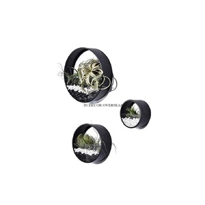 Ensemble de 3 pots et jardinières suspendus attrayants en métal de haute qualité, forme ronde, plaqué nickel noir, fabriqués en Inde - Product Image 1