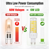 Ampoule LED suspendue en céramique G9 6W 650LM AC220-240V sans scintillement, à économie d'énergie, pour usage résidentiel, IRC>80, durée de vie 15000H