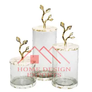Modern Home kitchen Storage Sugar Tea Coffee Storage Canister for Kitchen Use 2023 Unique Glass Biscuit Canister Set of 3