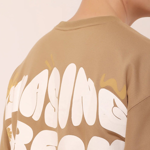 Servicio OEM disponible cuello redondo Puff impreso camisetas logotipo personalizado Color liso algodón hombres Puff estampado camiseta - Product Image 2