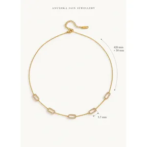 Collar de moda en capas Pave Link Station - Product Image 5