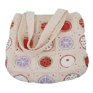 Bolso de Hombro Hecho a Mano de Ganchillo para Mujer, con Estampado de Frutas, Accesorio de Moda EFANBEANIE Zz24053111, Hilo de Algodón Leche - Product Image 6