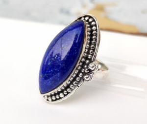 Diseñador hecho a mano 925 plata esterlina Marquesa anillo diamante joyería fina para mujer boda fiesta de compromiso con lapislázuli - Product Image 2