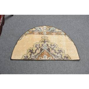 Classique Beige Marron 2.5 X 1.5ft Tapis En Laine Turc Patchwork Conception pour Entrée Salon ou Chambre Support En Latex - Product Image 1