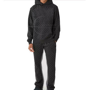 Trajes de chándal de diamantes de imitación con lavado ácido de logotipo personalizado de calidad superior para Hombres estilo único sólido de talla grande moda invierno precio de fábrica - Product Image 1