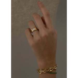 Franoise Simple <b>Opening</b> <b>Ring</b> Fashionable Layered Ellipse Diamond Inlay Bezel Setting Stainless Steel Brass for Engagement - Product Image 2