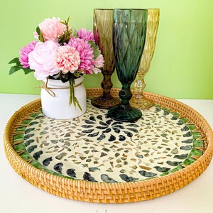 ถาดเสิร์ฟตกแต่งมุกและหวายมาใหม่สําหรับตกแต่งบ้านและตกแต่งงานปาร์ตี้ขายส่งที่ดีที่สุดในเวียดนาม - Product Image 2
