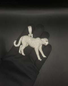 จี้เงินแท้ 925 ประดับเพชรโมอิสซาไนต์ทรงเสือดาว สไตล์ฮิปฮอป ได้รับการรับรองจาก GRA - Product Image 1